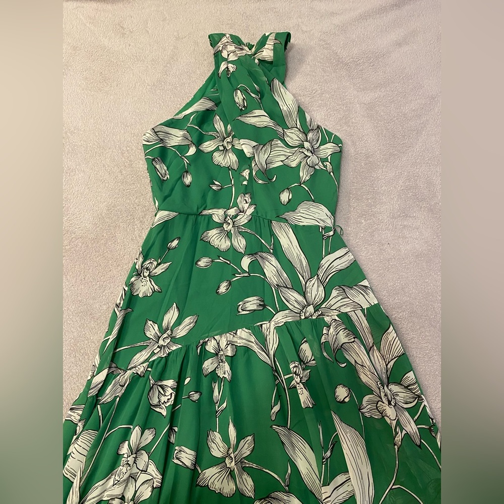 Topical bright green maxi dress
